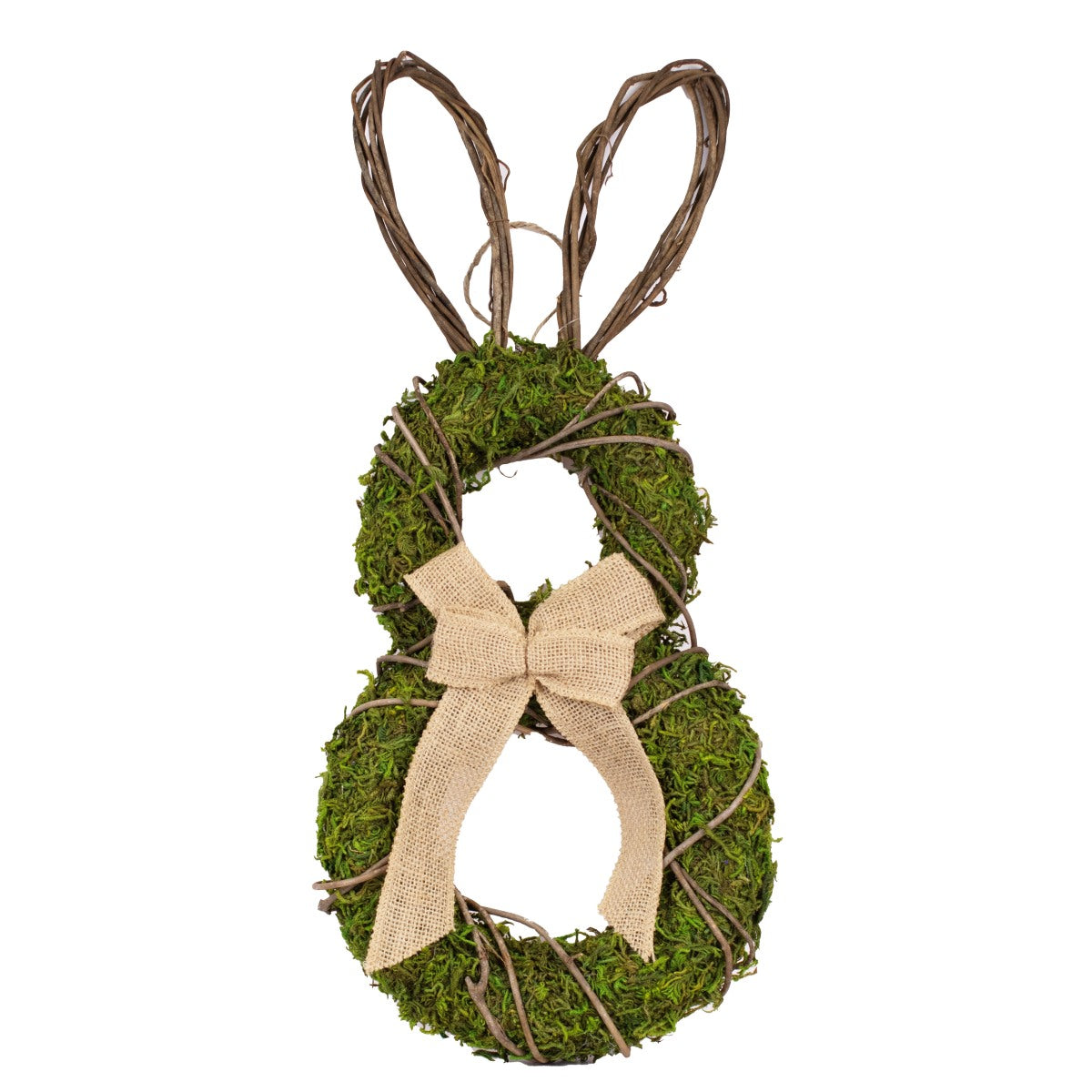 Moss Bunny Wreath Décor With Burlap Bow 50cm