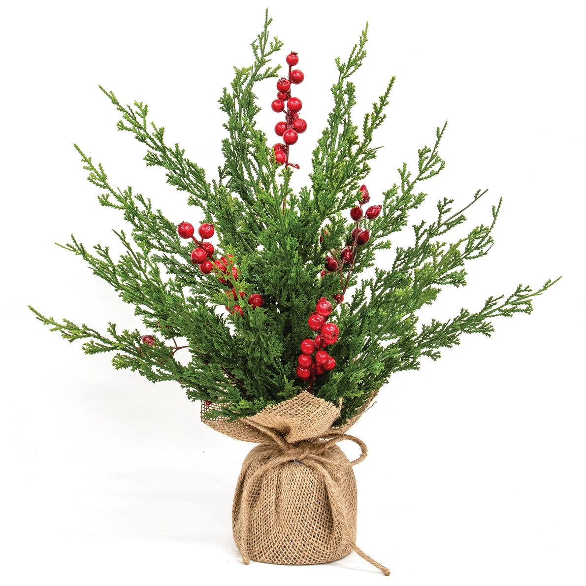 PRE ORDER - Soft Touch Cypress and Berries Tree with Burlap Base 46cm - 2026 OCTOBER ARRIVAL