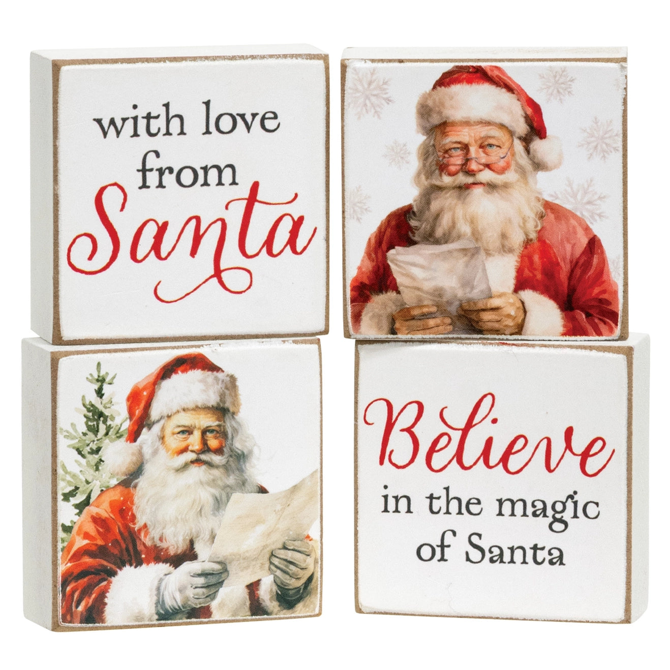 “With Love from Santa”Square Block Set of 4