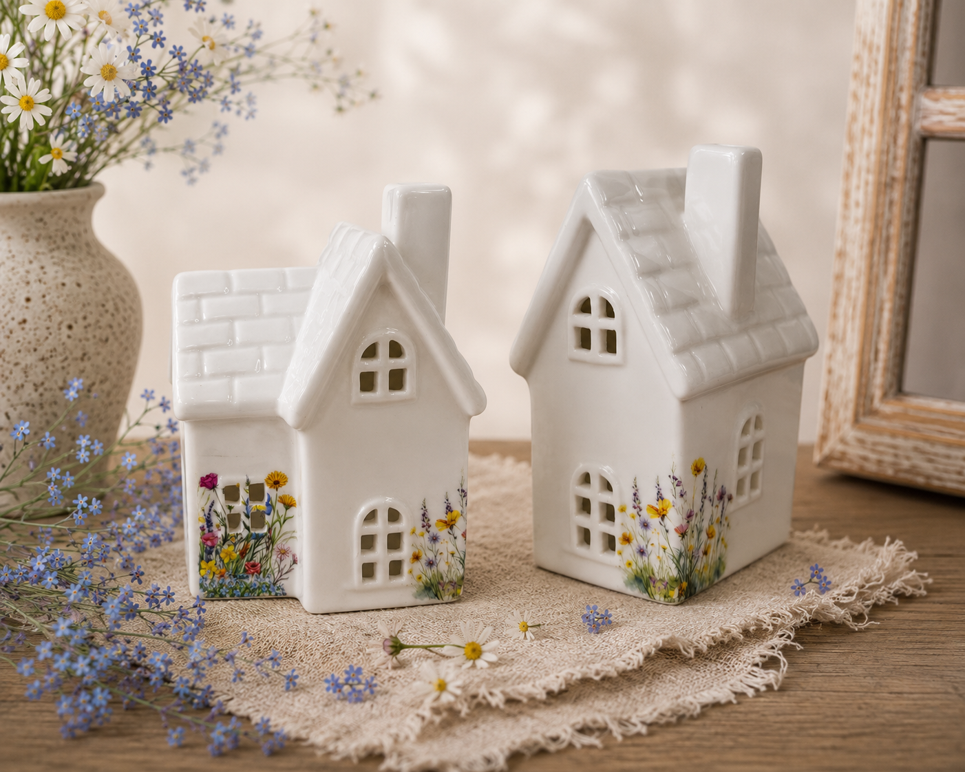 PRE ORDER - Small Blooming Cottage Ceramic Tea light House - 2026 SEPTEMBER ARRIVAL