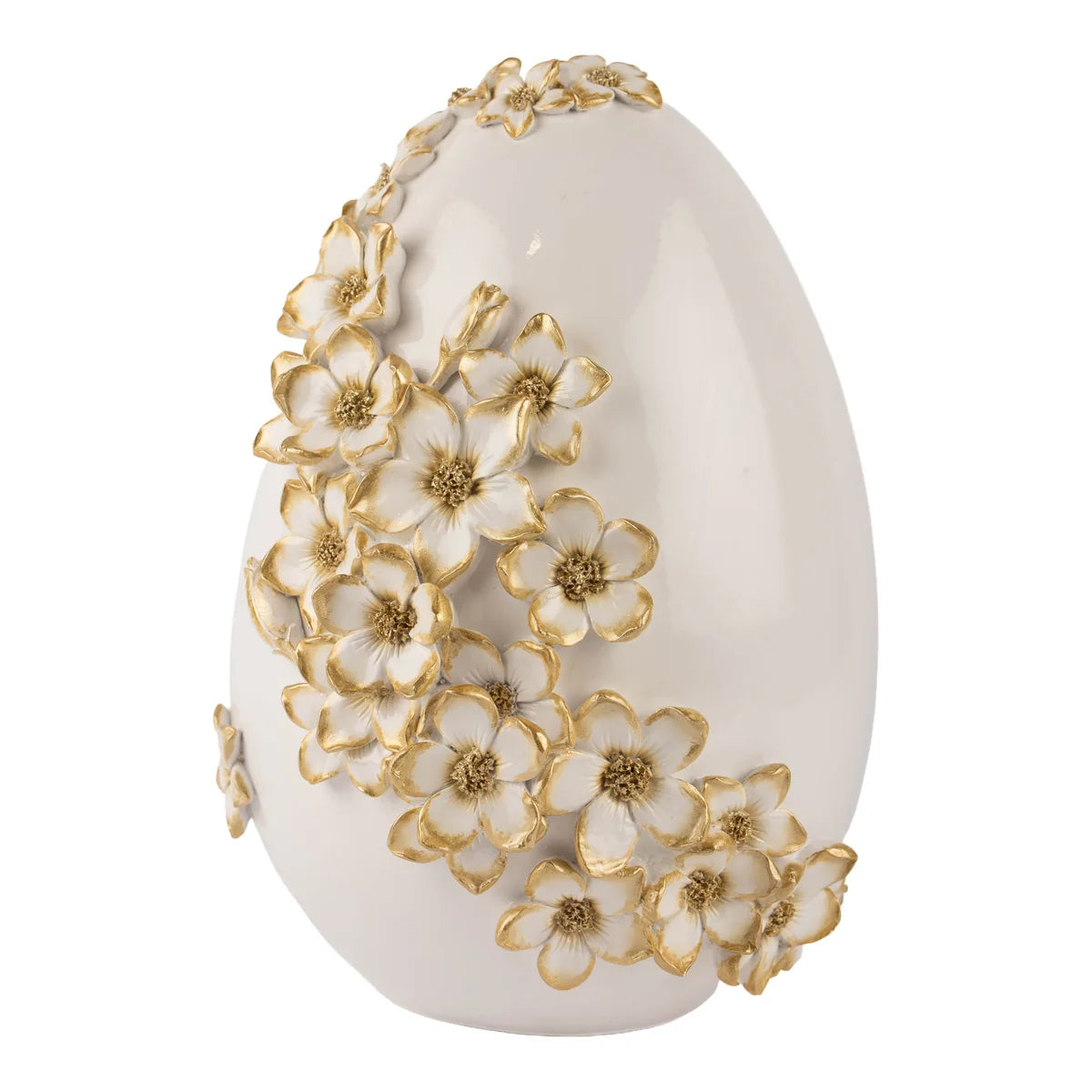 PRE ORDER - Ivory and Champagne Egg with Floral Design 23cm - 2027 LATE JANUARY ARRIVAL