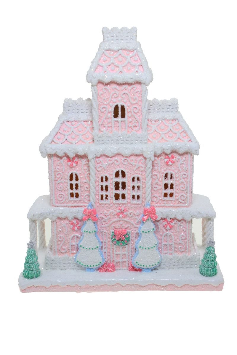 Pastel Pink LED Gingerbread Manor House