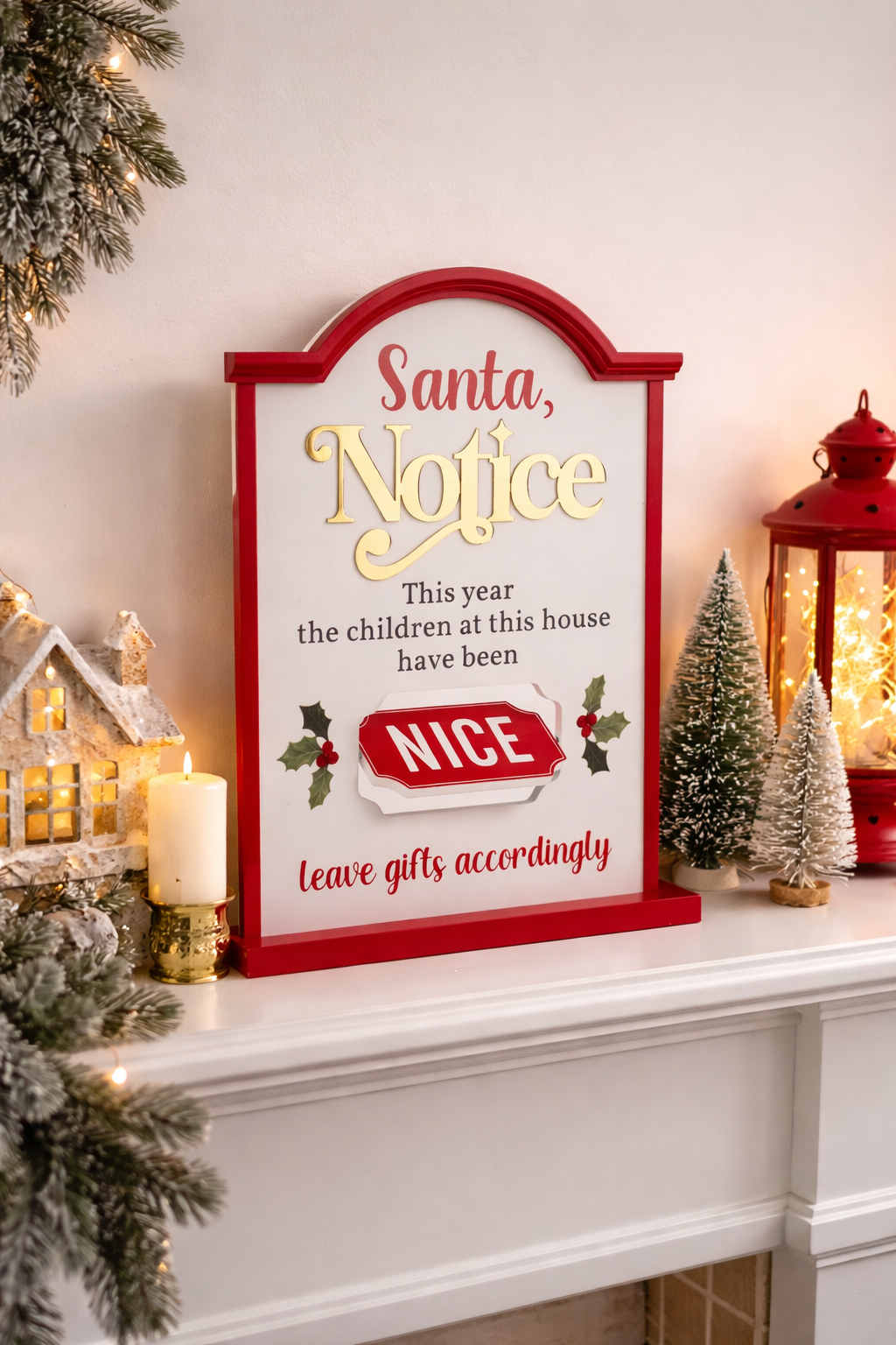 PRE ORDER - Naughty or Nice Standing Wooden Sign 45cm H - 2026 OCTOBER ARRIVAL