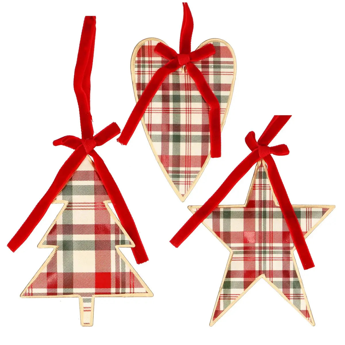 PRE ORDER - Plaid Tin Christmas Hanging Ornament Assorted - 2026 OCTOBER ARRIVAL