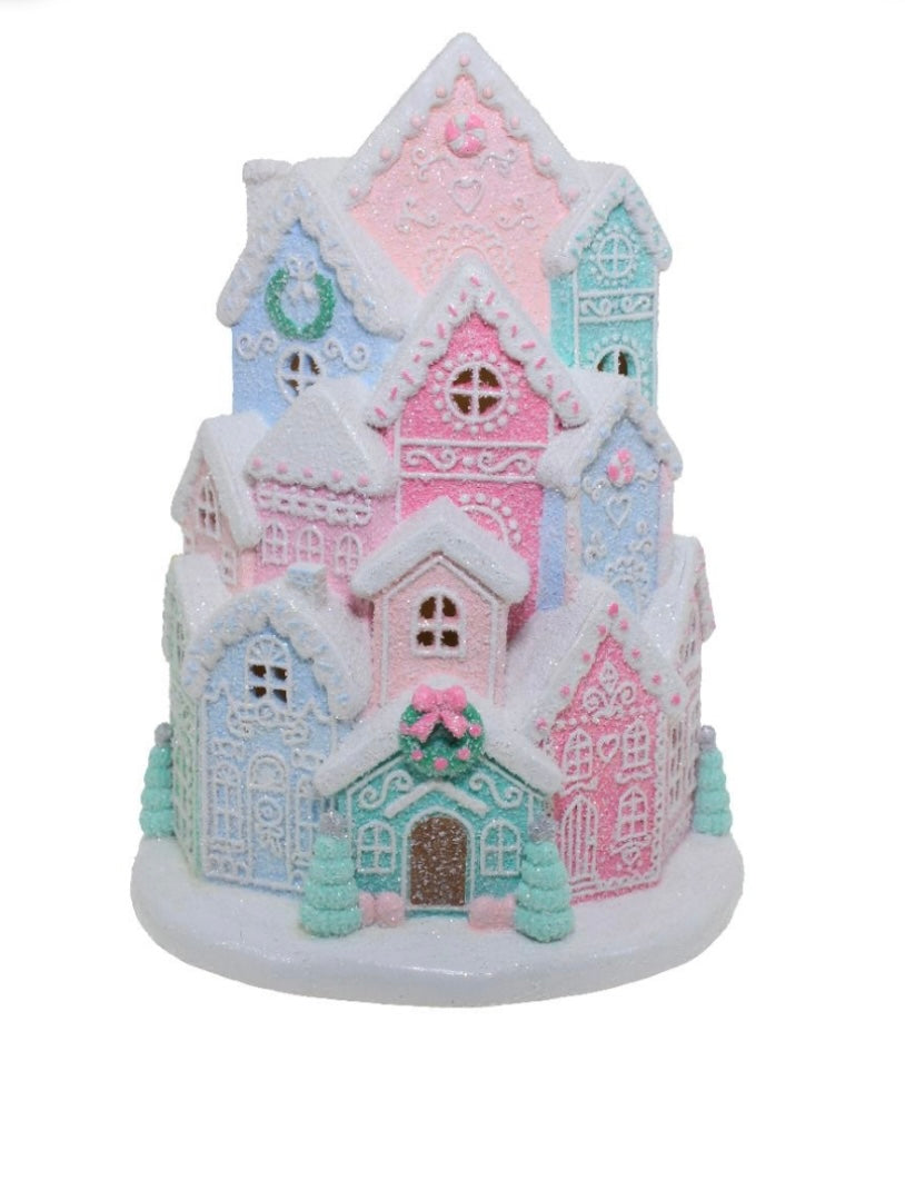 Pastel Pink & Blue Gingerbread Christmas Village - AUGUST ARRIVAL