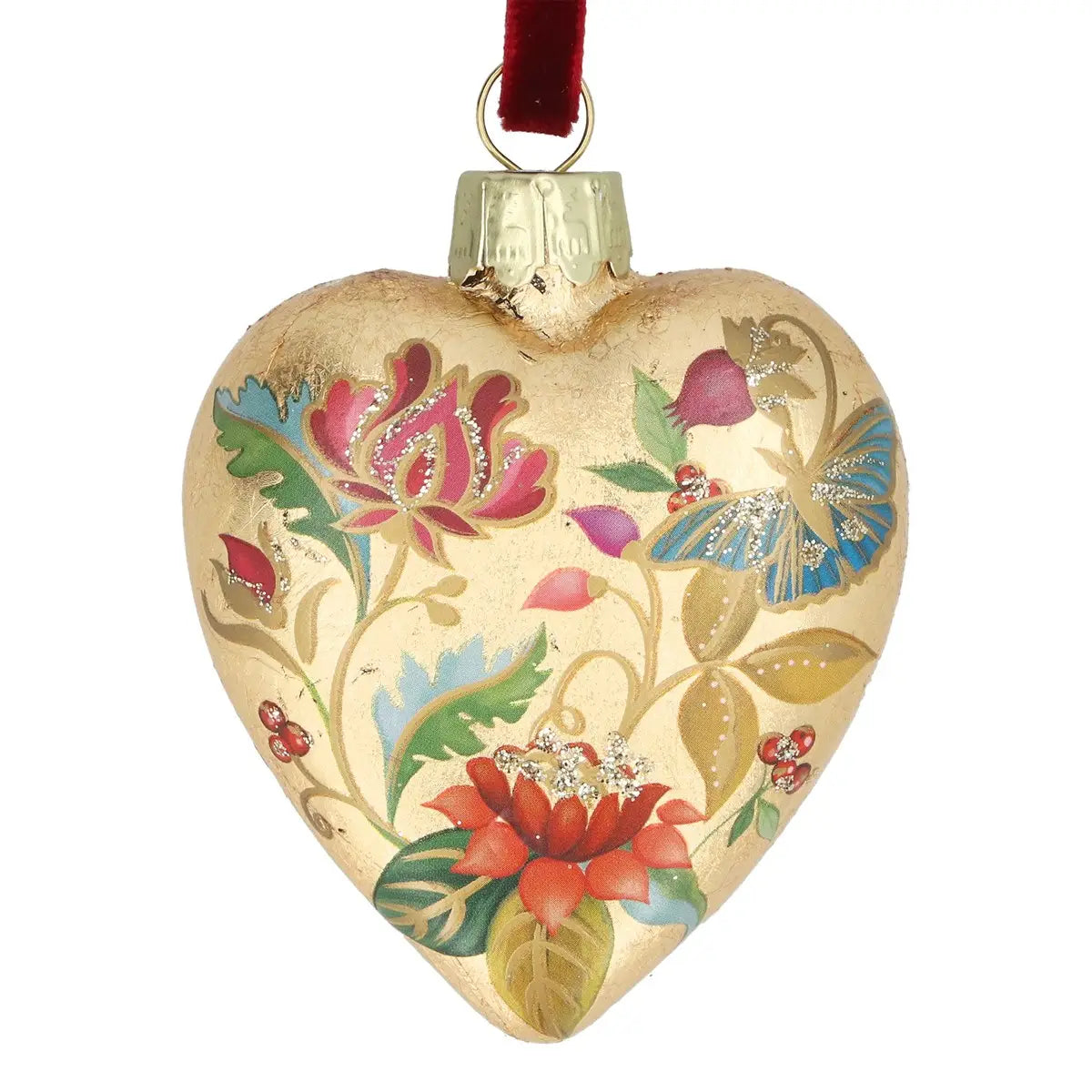Glass Gold Floribunda Heart Ornament - 2026 LATE OCTOBER ARRIVAL