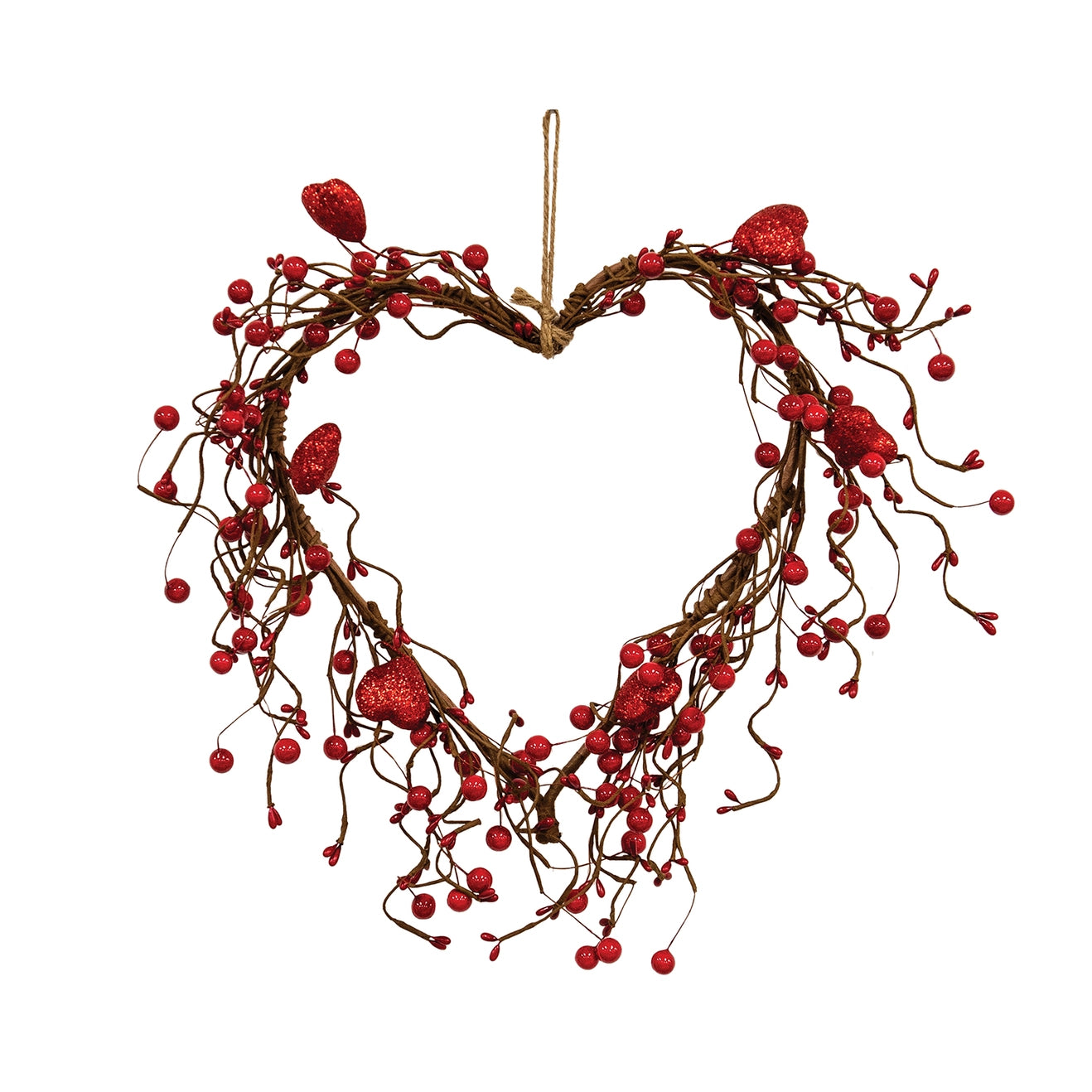 Red Heart & Berries Heart Wreath 45cm - DECEMBER ARRIVAL