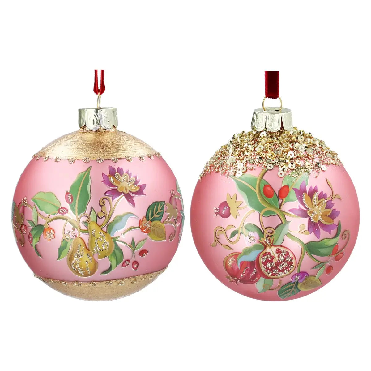 Glass Pink Floribunda Bauble Assorted - 2026 LATE OCTOBER ARRIVAL