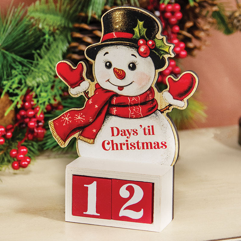 PRE ORDER - Days 'til Christmas Nostalgic Wooden Snowman Christmas Countdown - 2026 OCTOBER ARRIVAL
