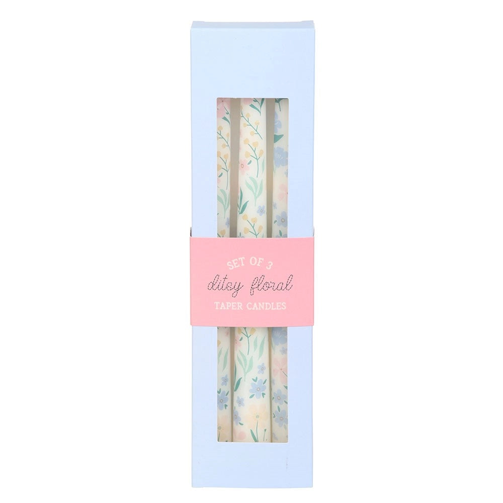 Ditsy Floral Taper Candle Set of 3