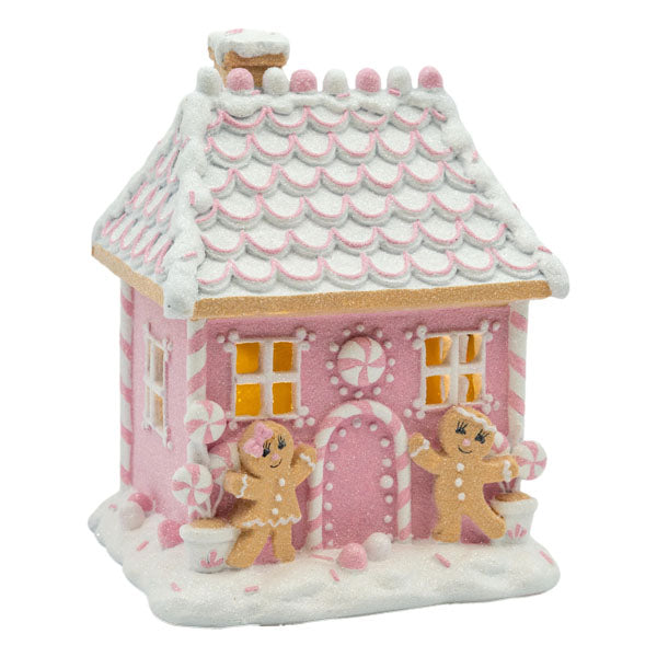 Pink LED Gingerbread House 22cm