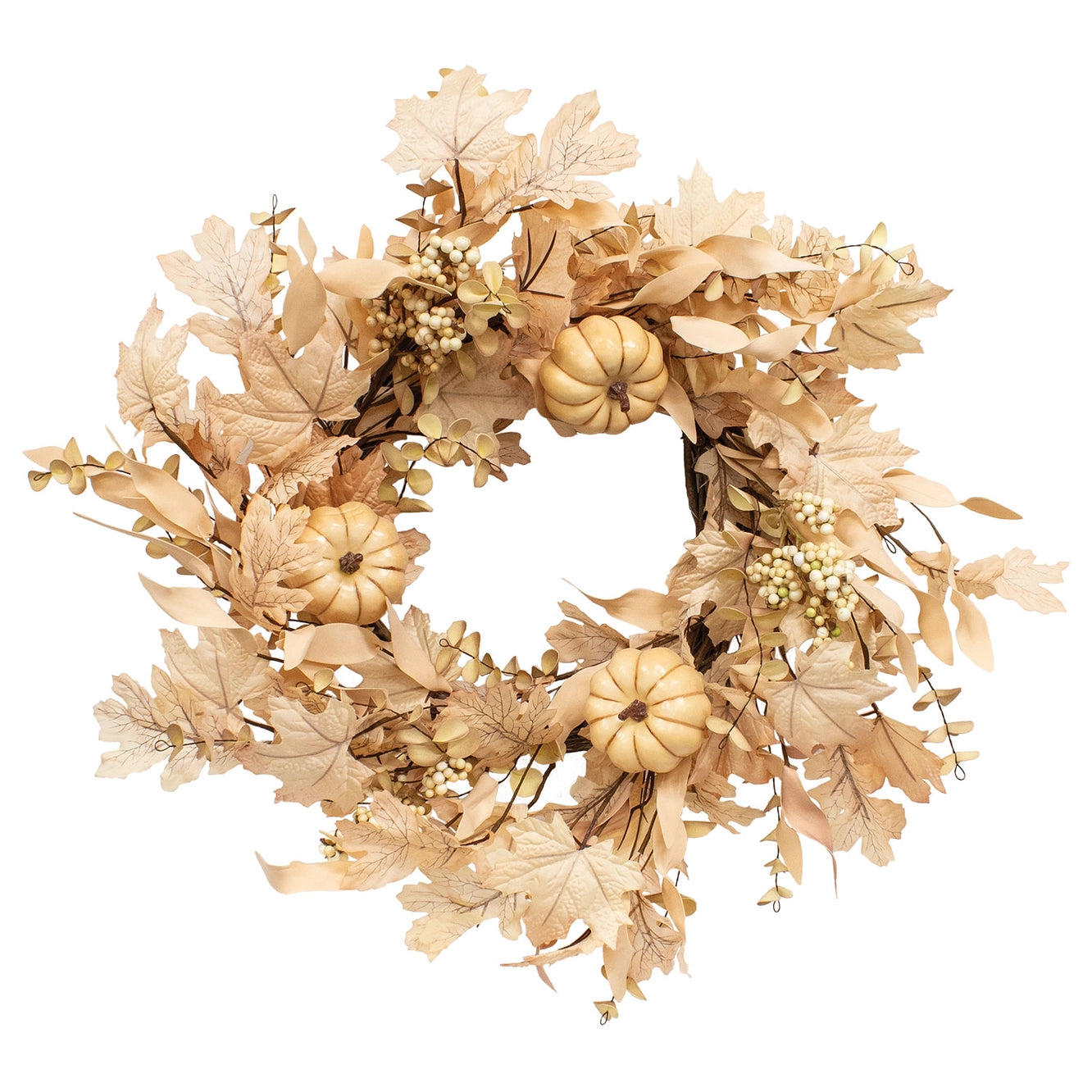 Natural Fall Leaves, Berry Clusters & Eucalyptus Wreath