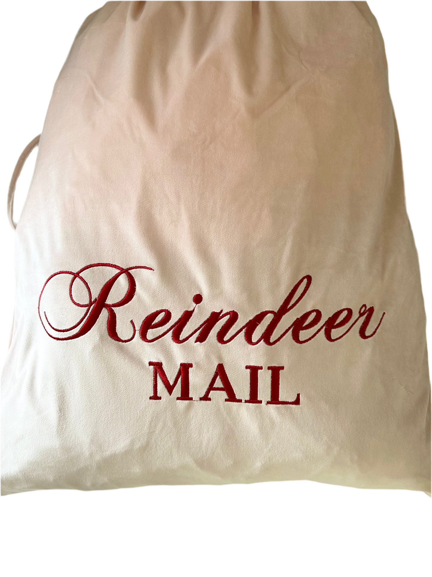 Pink "REINDEER MAIL" Luxury Velvet Santa Sack