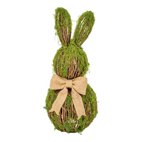 Moss Flocked Wicker Sitting Rabbit 55cm - 2026 FEBRUARY ARRIVAL