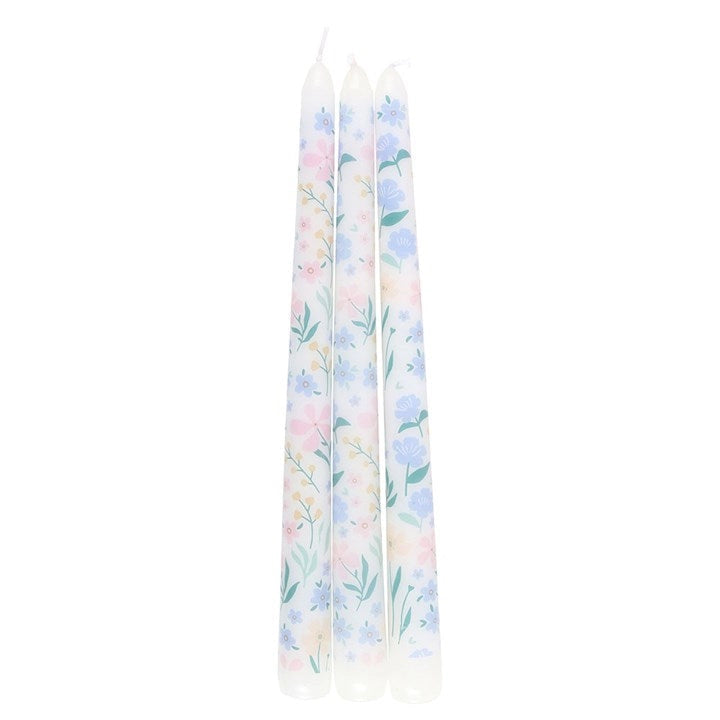 Ditsy Floral Taper Candle Set of 3