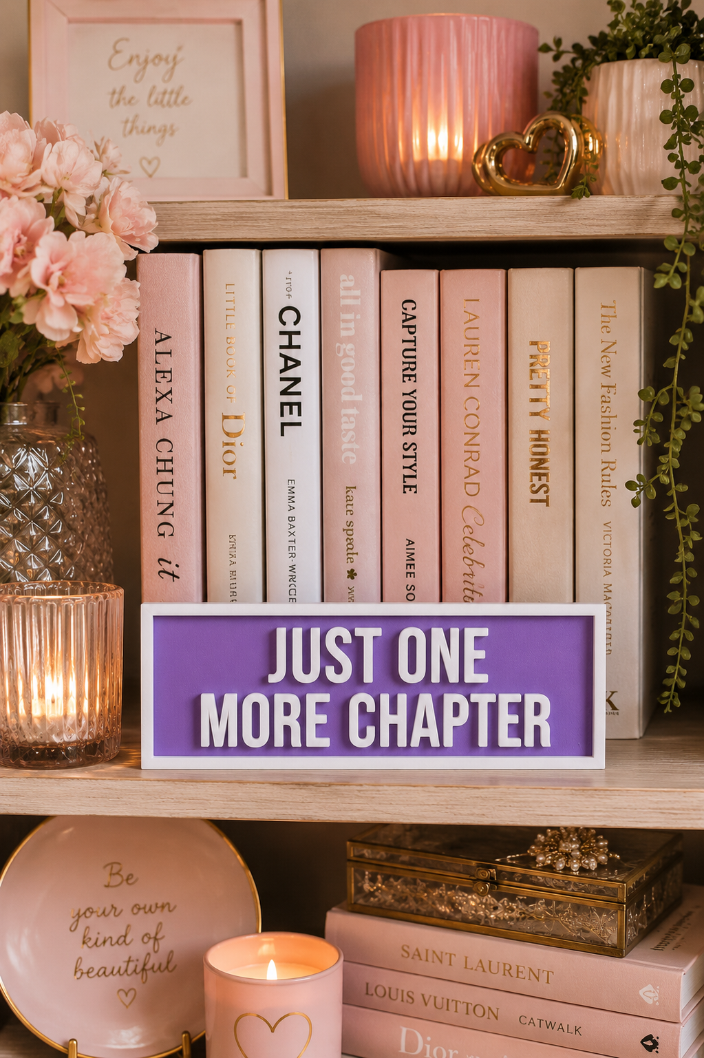 PRE ORDER - Small Purple “Just One More Chapter” Standing Block Book Shelf Sign 📚 - 2026 AUGUST ARRIVAL