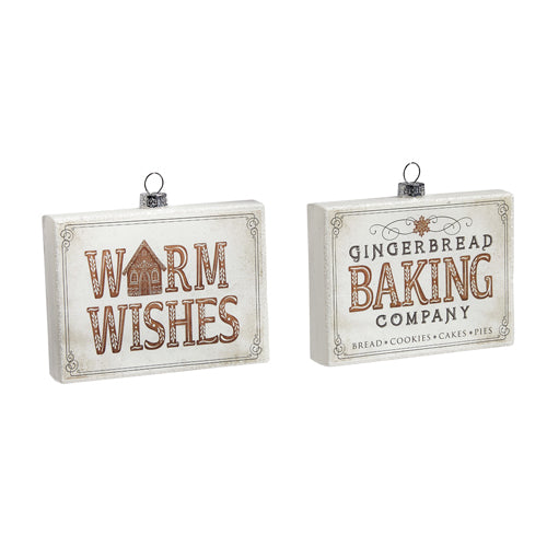 Gingerbread Baking & Warm Wishes Square Glass Ornament Assorted