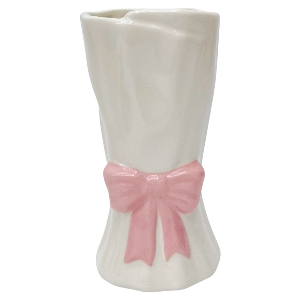 Pink Bow Ceramic Vase