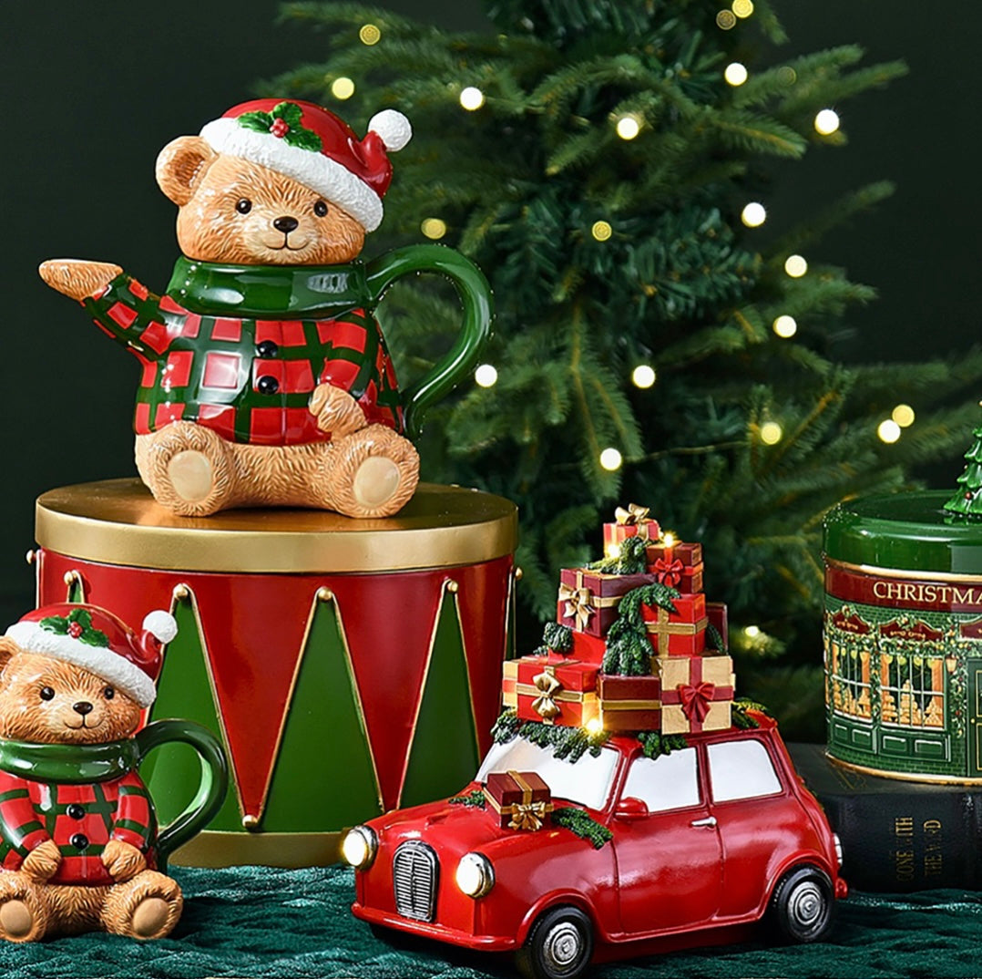 PRE ORDER - LED Red Vintage Christmas Car With Gifts - 2026 OCTOBER ARRIVAL