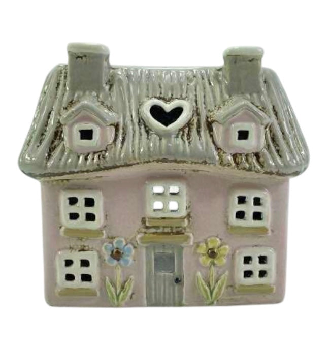PRE ORDER - Pink Thatched Pottery Tea Light House - 2026 SEPTEMBER ARRIVAL