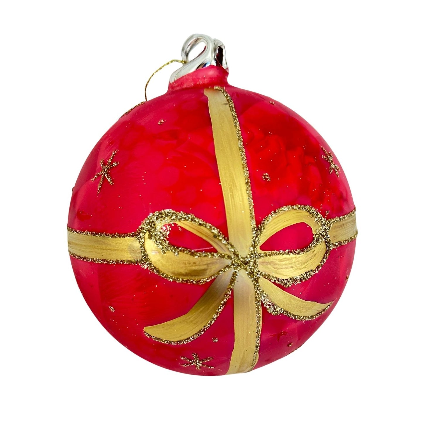 Red & Gold Bow Ball Hanging