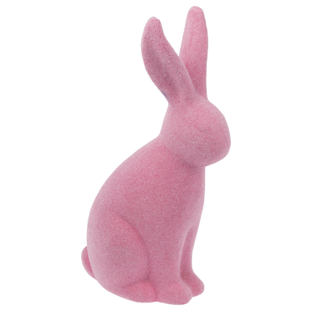 Pink Flocked sitting Easter Bunny