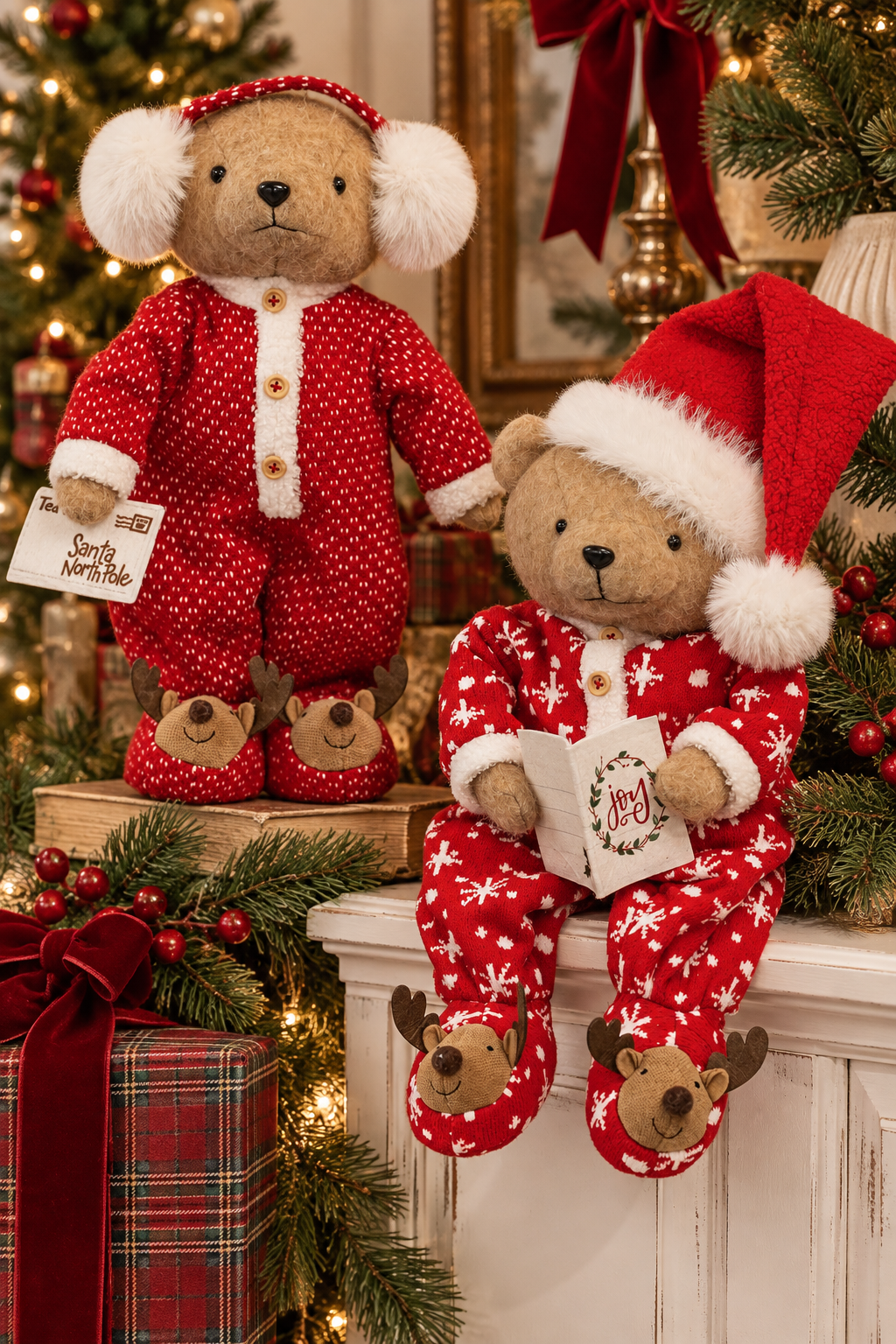 PRE ORDER - Plush Dangle Leg Sitting Christmas Pyjama Teddy Bear 60cm - 2026 OCTOBER ARRIVAL
