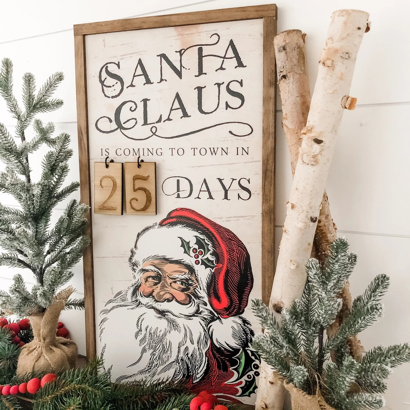 PRE ORDER Santa Christmas Countdown Wooden Sign - closing 19th September 2025