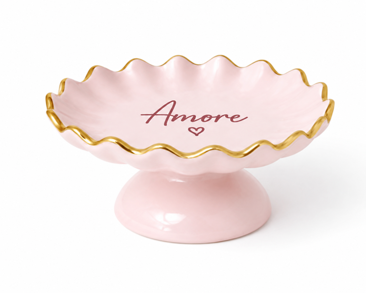 PRE ORDER - Amore Pedestal Ceramic Trinket Dish With Gold Detail 🩷 - 2026 OCTOBER ARRIVAL
