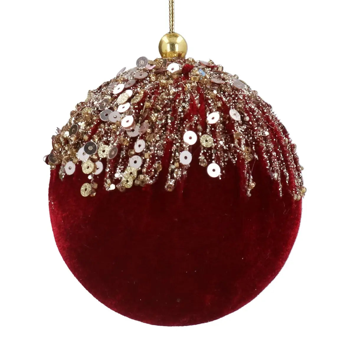Burgundy Velvet Bauble With Gold Cascade - 2026 LATE OCTOBER ARRIVAL
