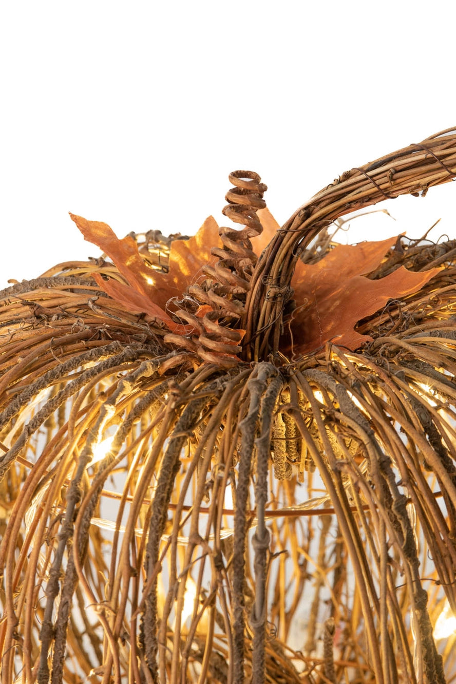 Rattan Brown LED Tall Pumpkin with wire frame