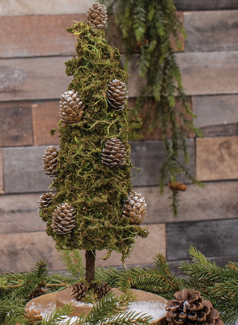 Mossy Tree with Pinecones 40cm