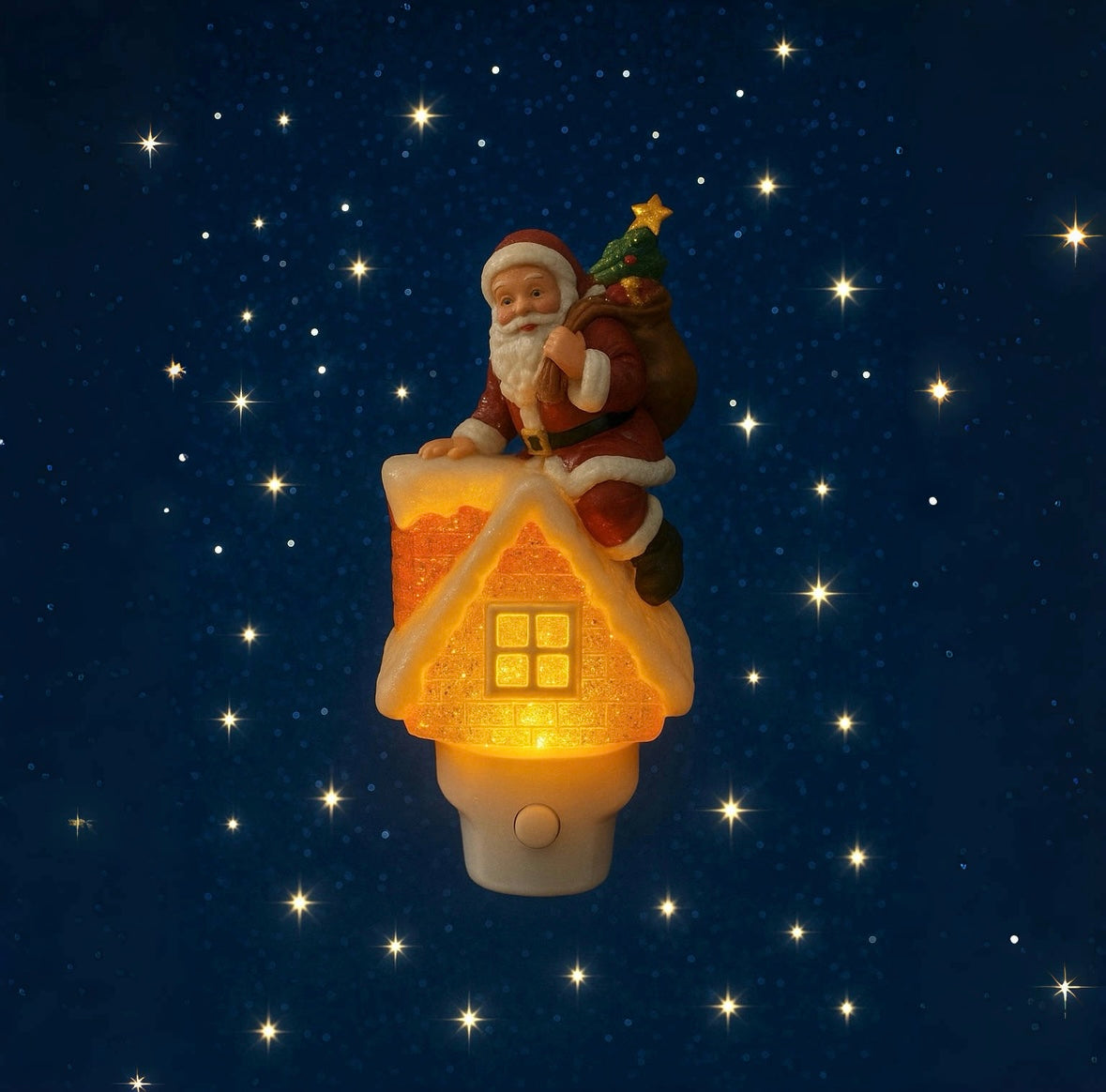 Twinkle Santa on Chimney Plug in Night Light