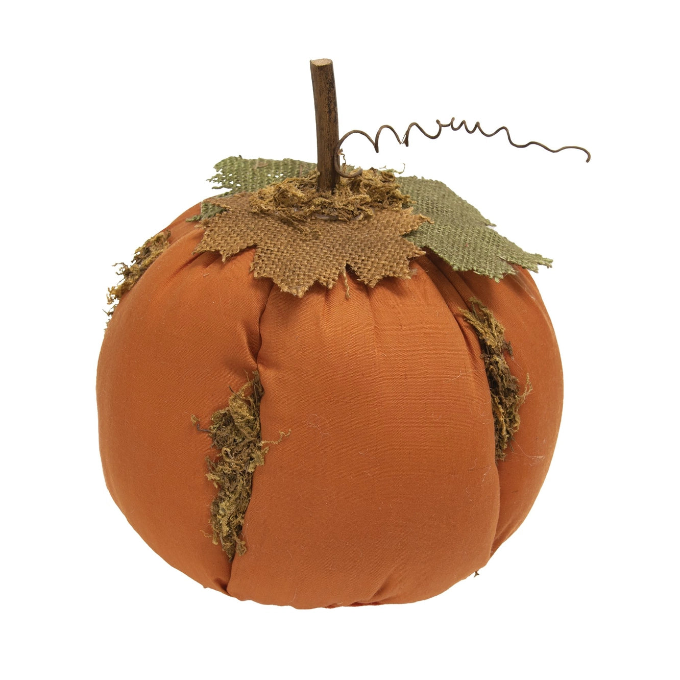 Mossy Orange Stuffed Fabric Pumpkin 20cm