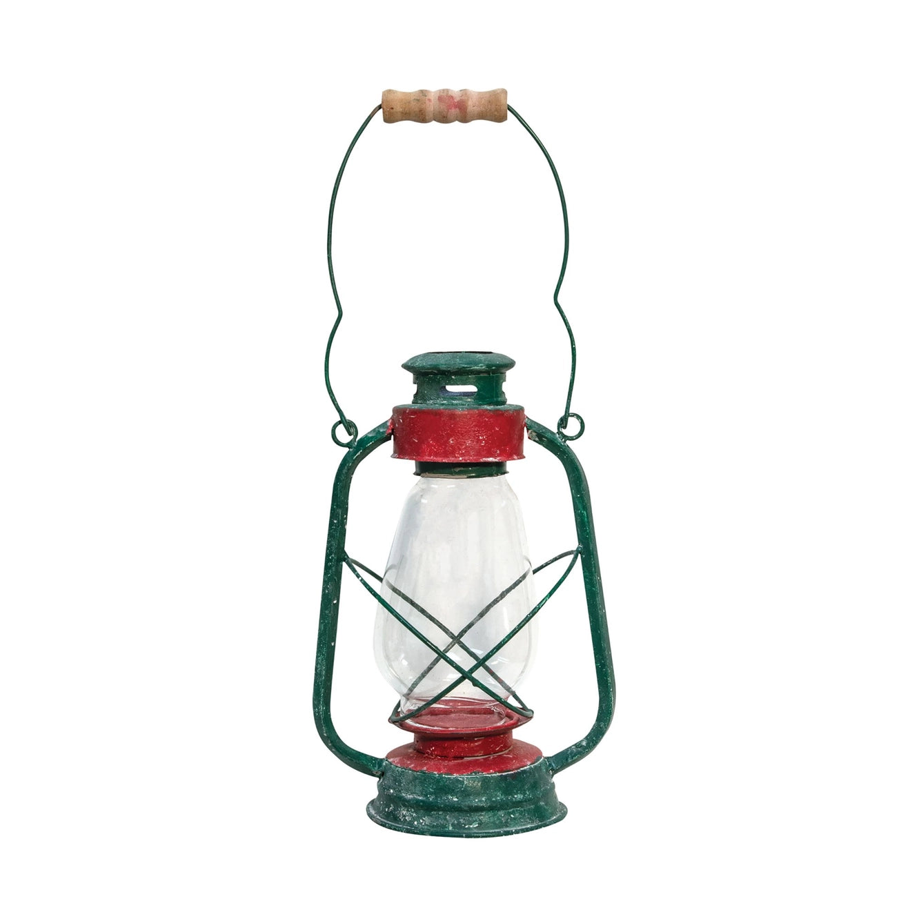 Rustic Red and Green Metal Lantern