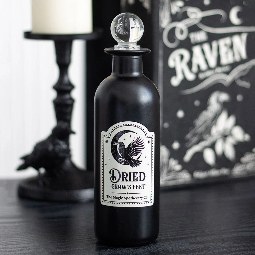 Dried Crow's Feet Decorative Gothic Glass Potion Bottle