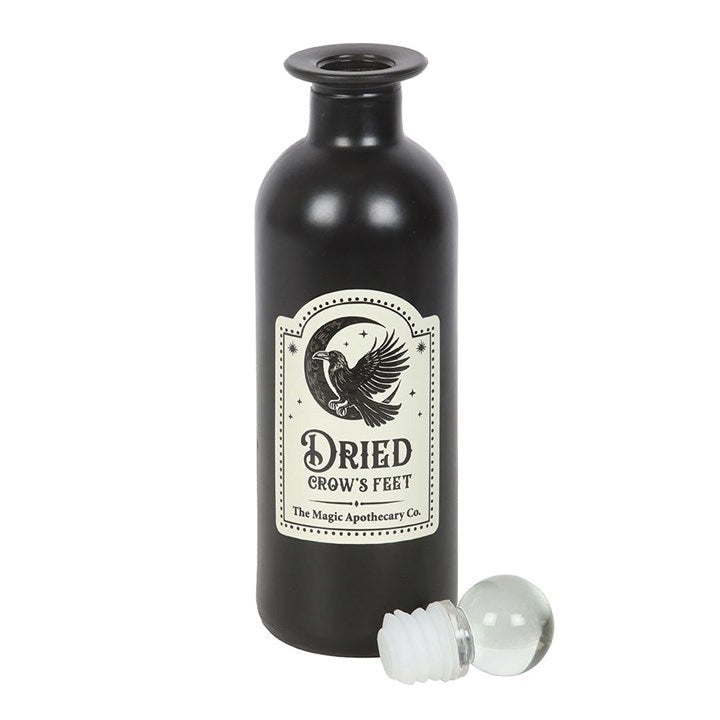 Dried Crow's Feet Decorative Gothic Glass Potion Bottle