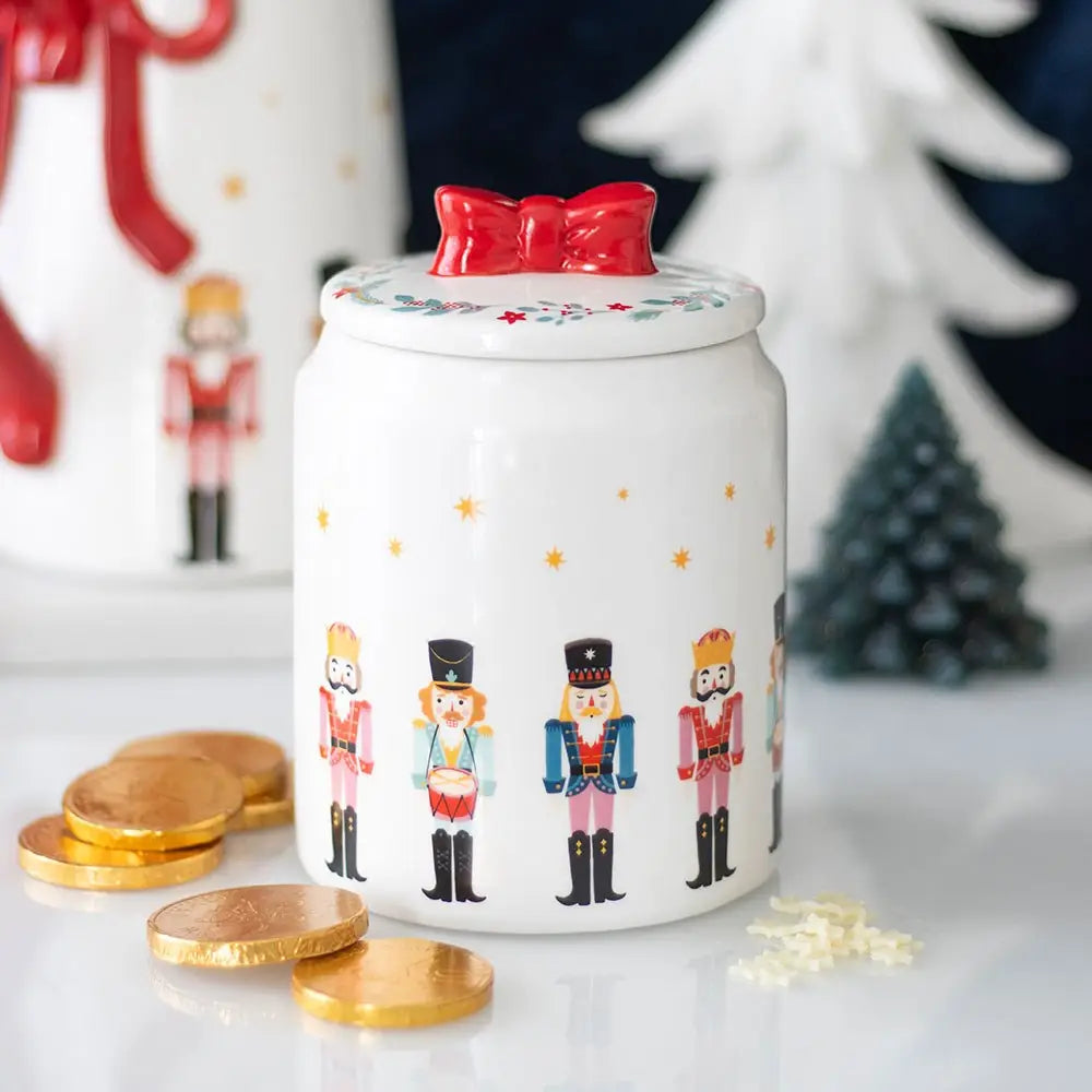 Nutcracker Ceramic Storage Jar with Bow