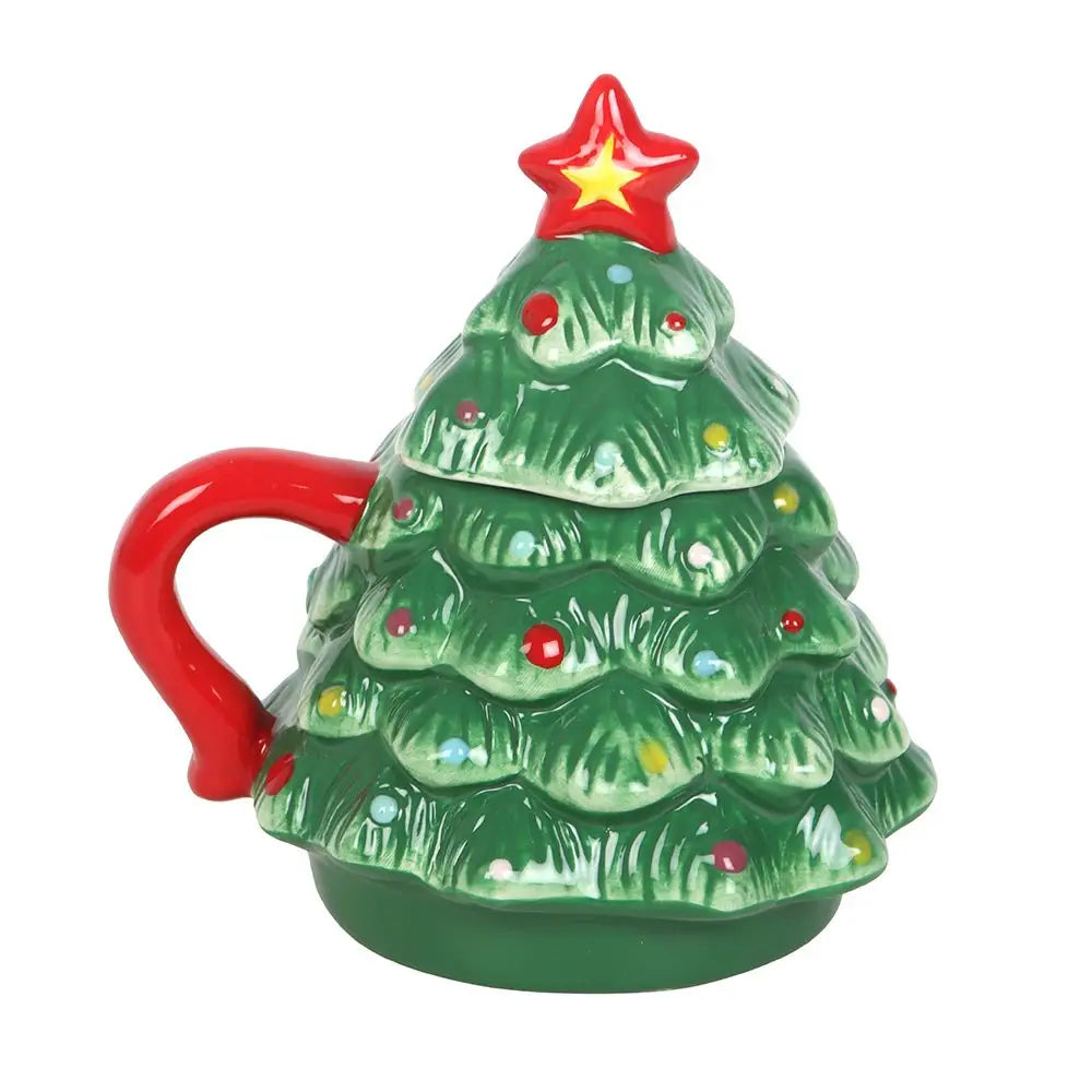 Nostalgic Ceramic Christmas Tree Mug with Lid