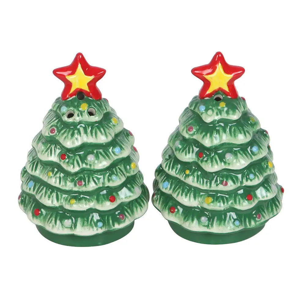 Nostalgic Ceramic Christmas Tree Salt & Pepper Shakers Set of 2