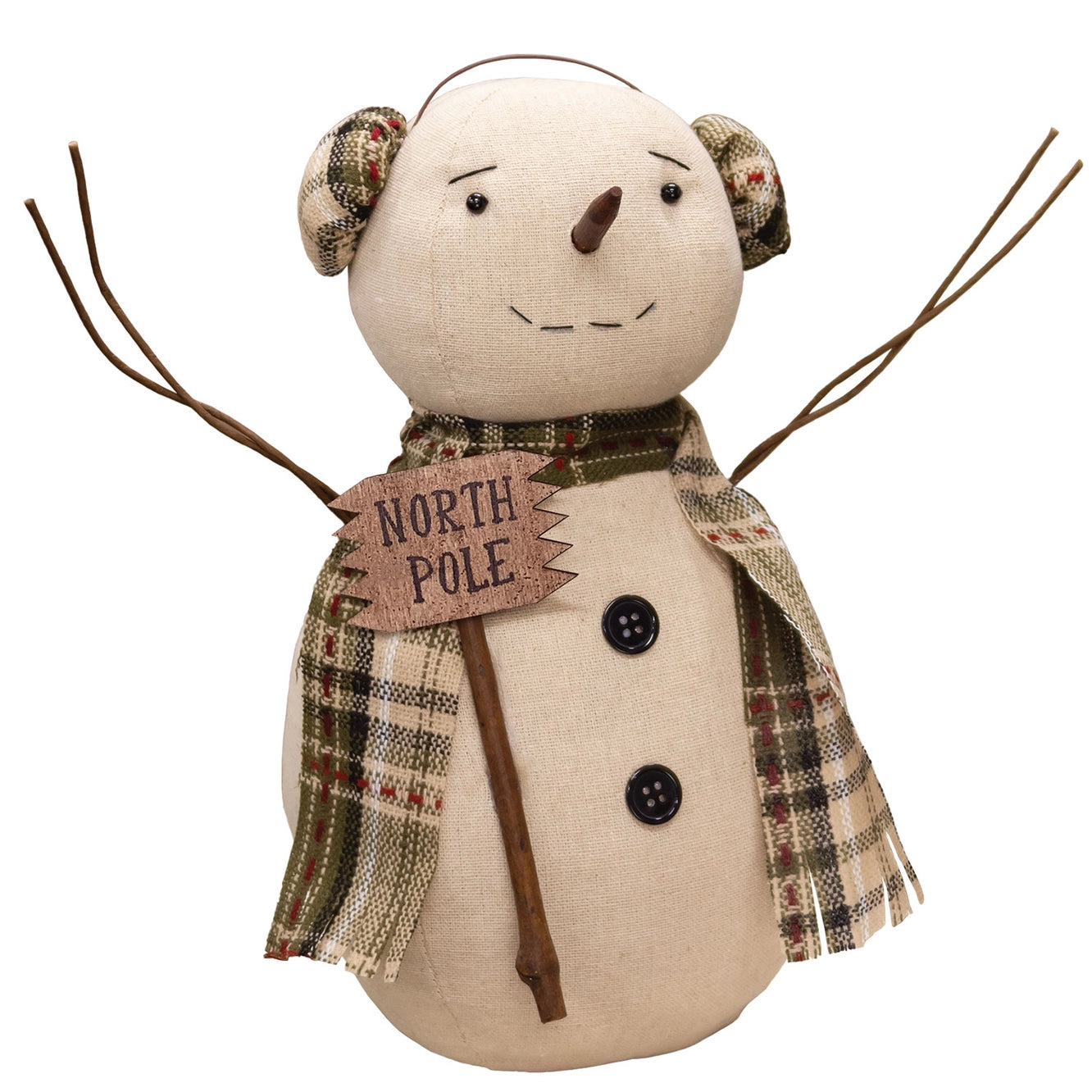North Pole Primitive Snowman Doll 30cm