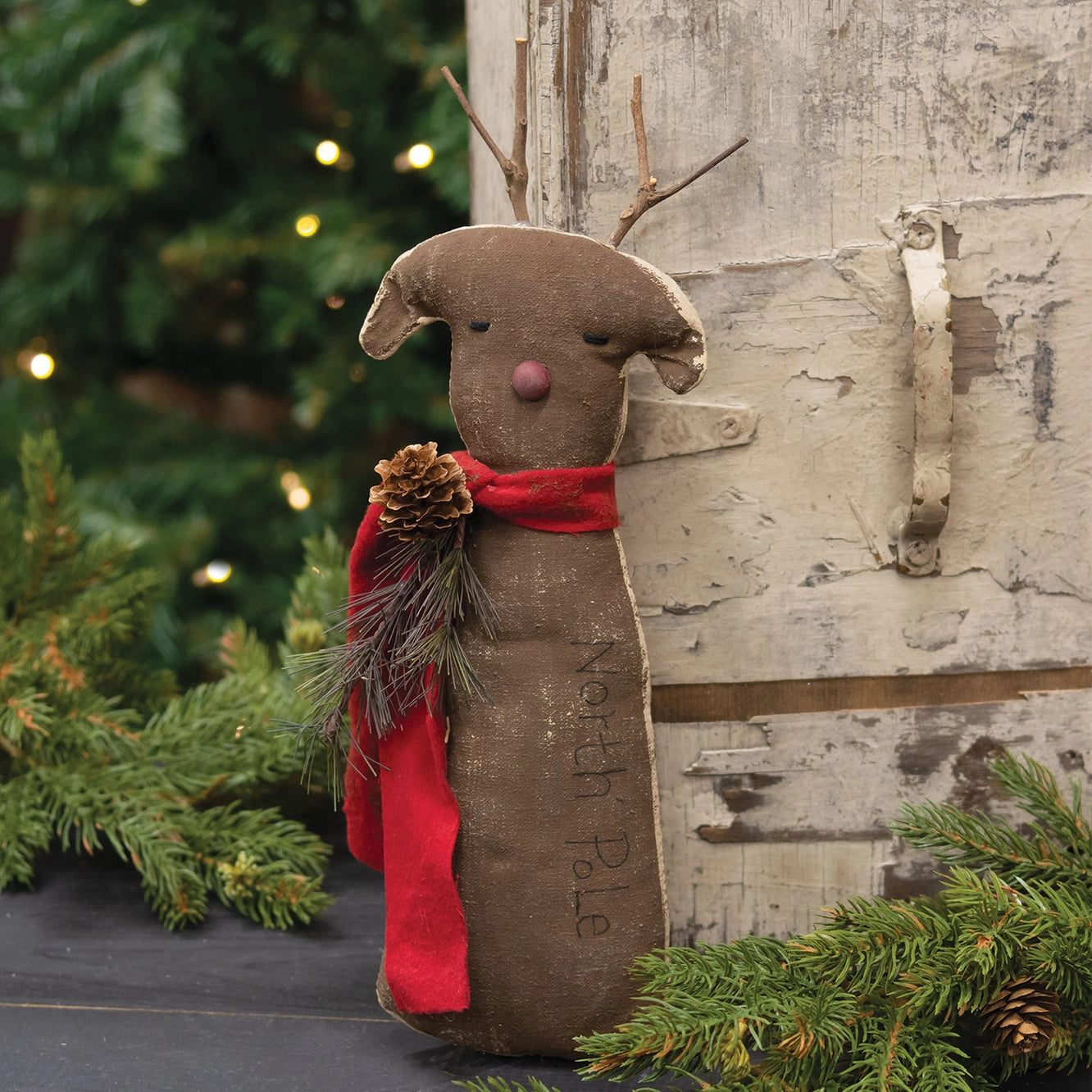 Primitive North Pole Reindeer Hanger 30cm