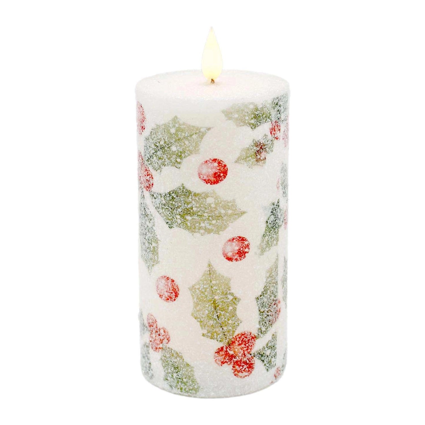 Holly Led Pillar Candle 15cm