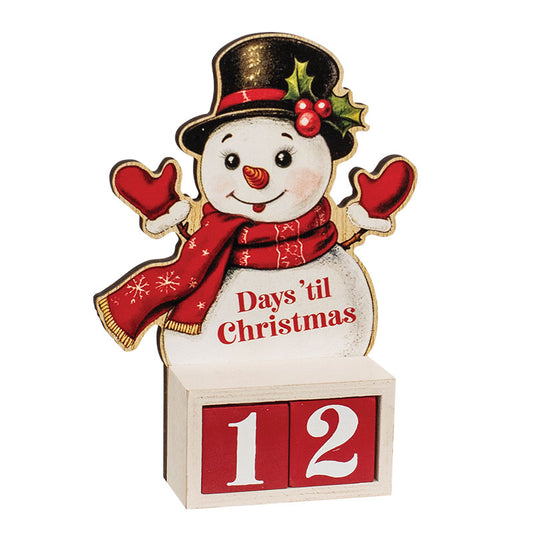 PRE ORDER - Days 'til Christmas Nostalgic Wooden Snowman Christmas Countdown - 2026 OCTOBER ARRIVAL