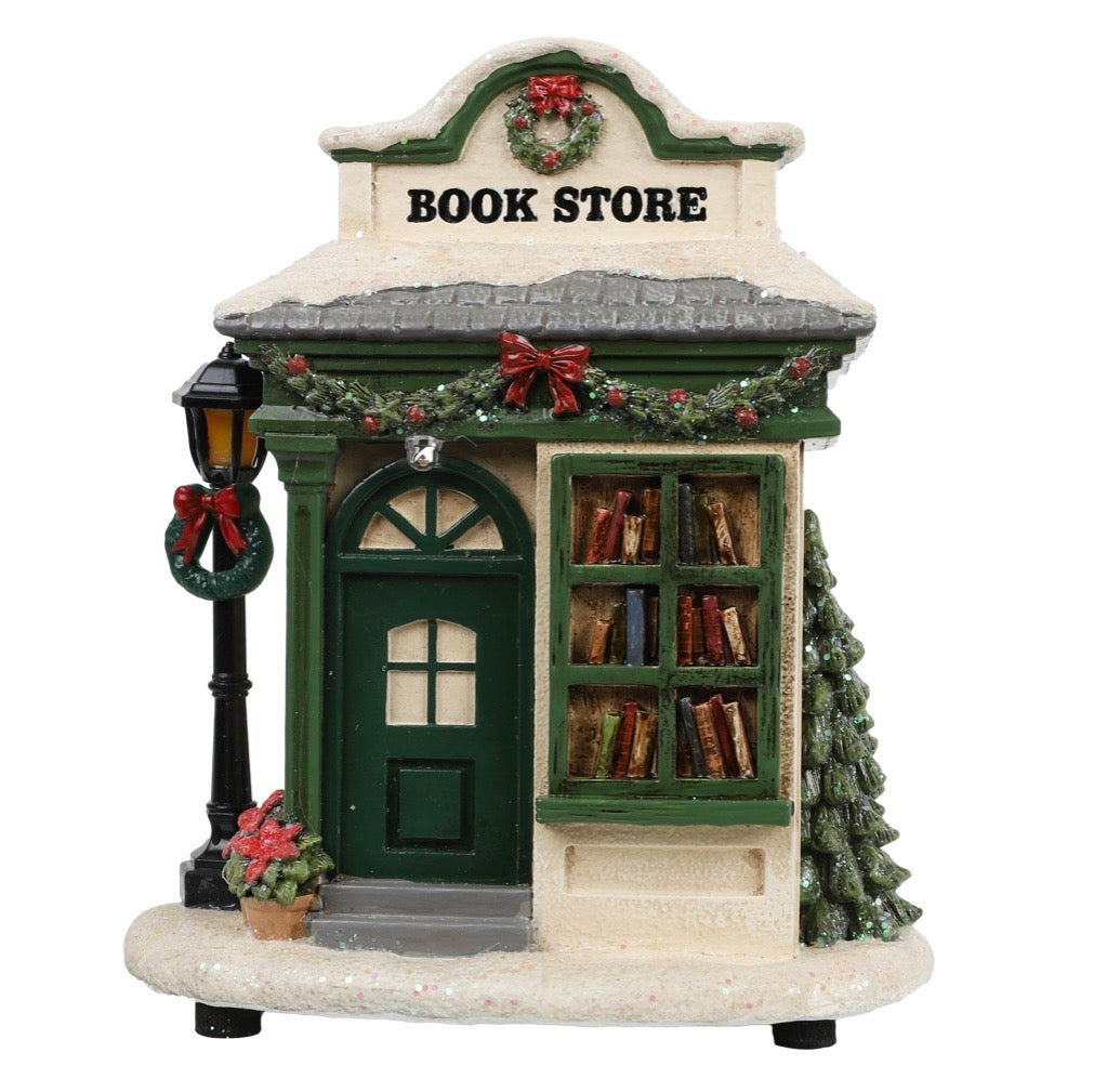PRE ORDER - Resin Light Up Book Store Village House 2026 OCTOBER ARRIVAL
