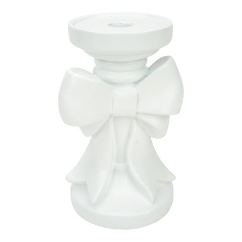 White Bow Pillar Holder 18cm - 2026 FEBRUARY ARRIVAL