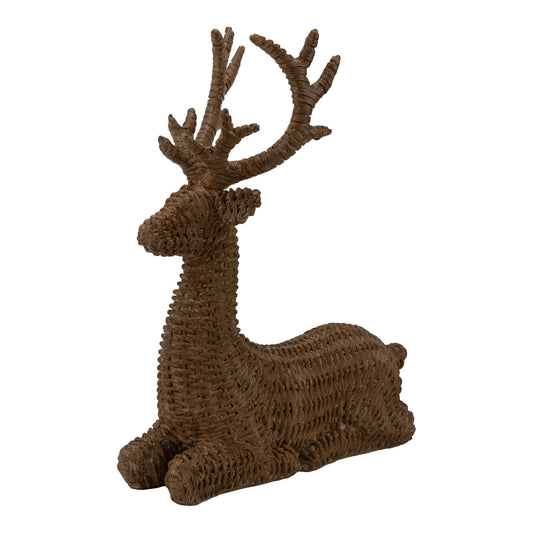 PRE ORDER - Natural Rattan Resin Sitting Deer 33cm - 2026 OCTOBER ARRIVAL