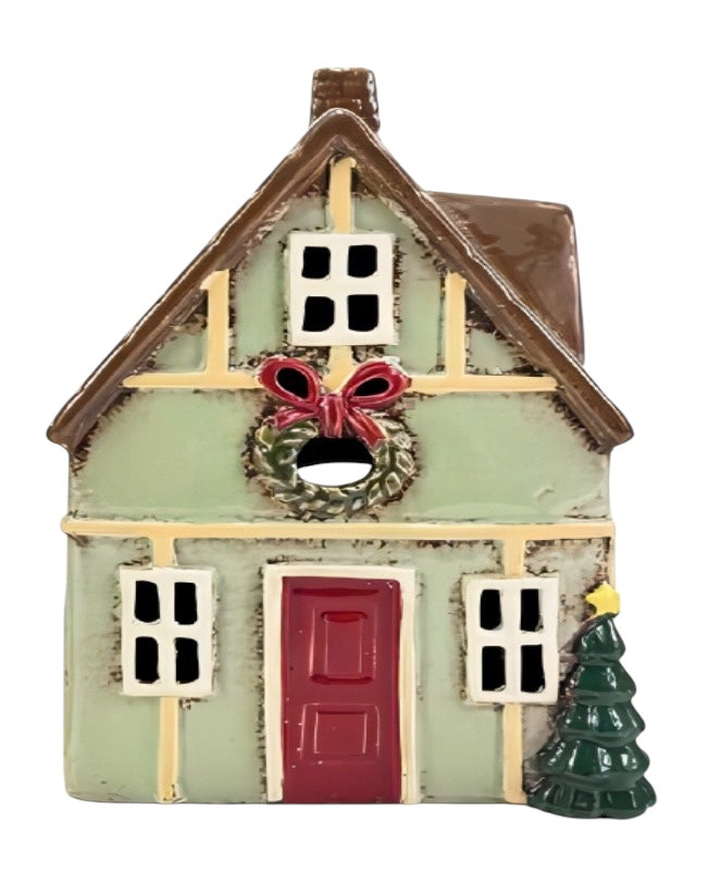 PRE ORDER - Green Pottery Christmas Tea Light House - 2026 SEPTEMBER ARRIVAL