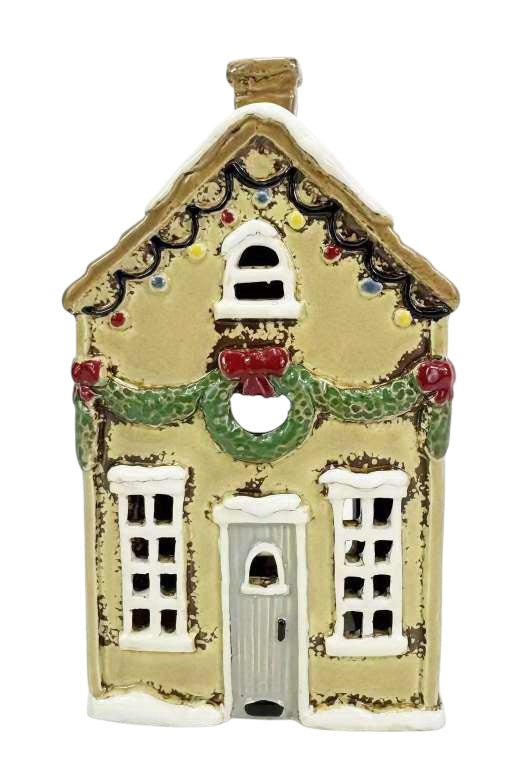 PRE ORDER - yellow Pottery Christmas Tea Light House - 2026 SEPTEMBER ARRIVAL