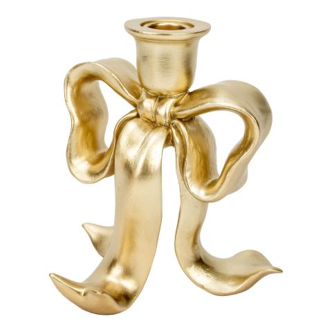 Small Gold Bow Candle Holder 17cm - 2026 FEBRUARY ARRIVAL